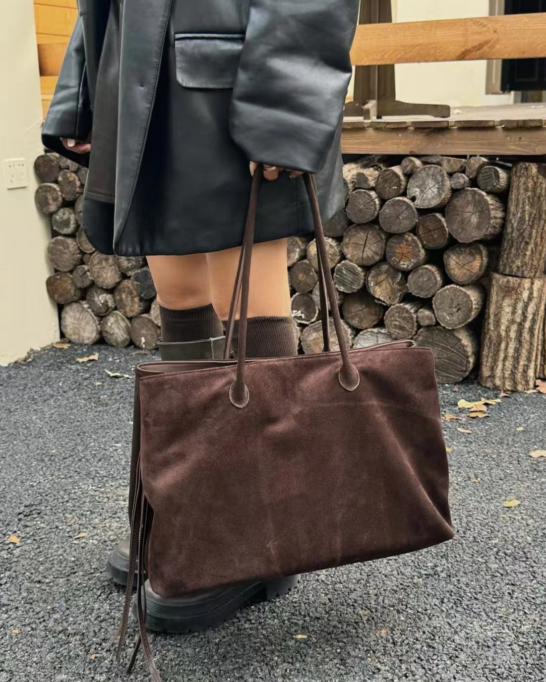 Carly gefrostete Wildleder-Tote