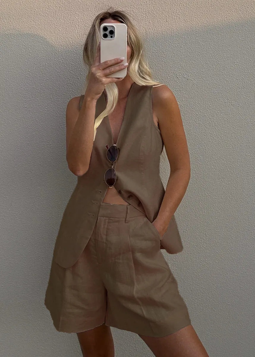 Bianca Tailored Vest and Shorts Set