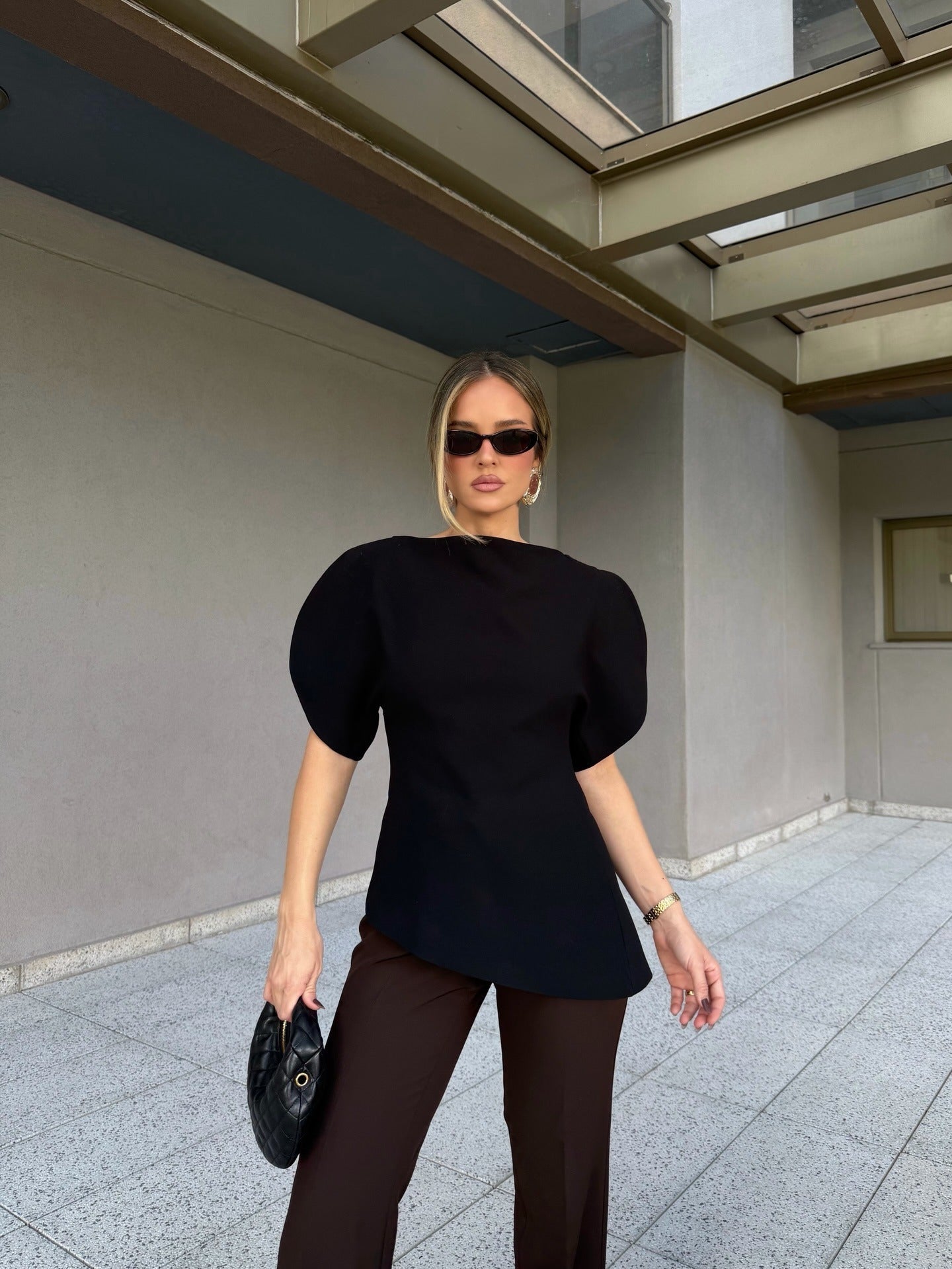 Top Sienna tricot maniche a palloncino