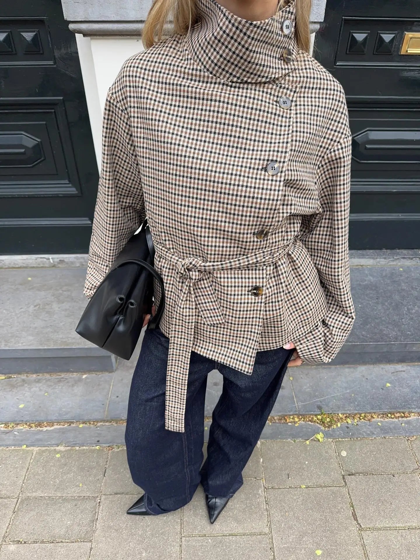 Rose Plaid Trench Coat