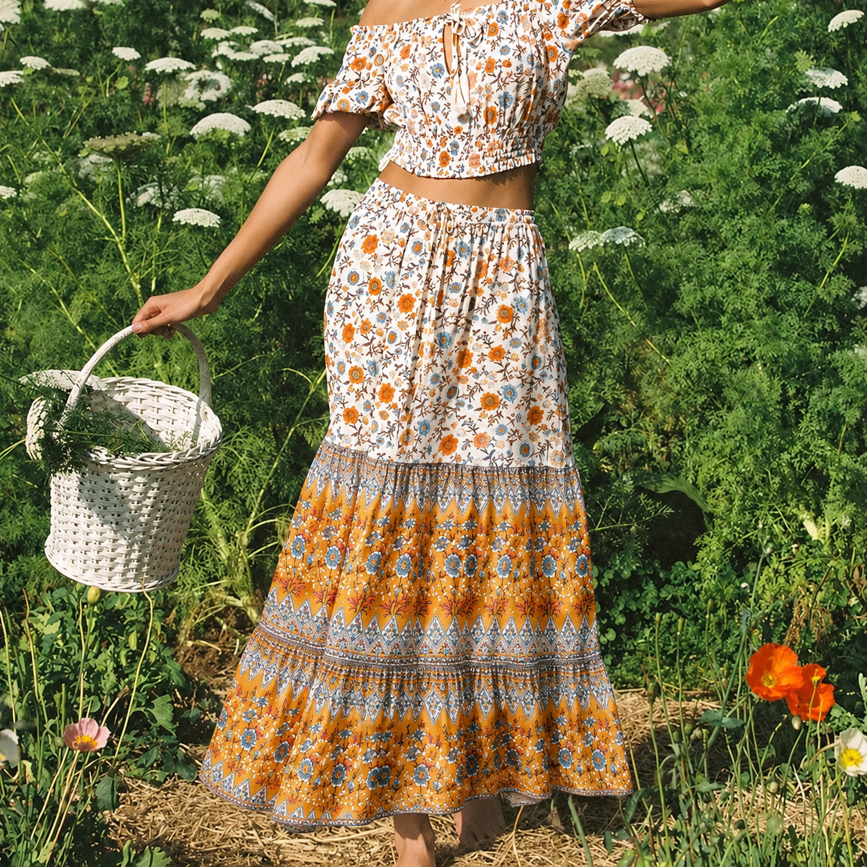 Bianca Boho-Strandrock mit Blumenprint