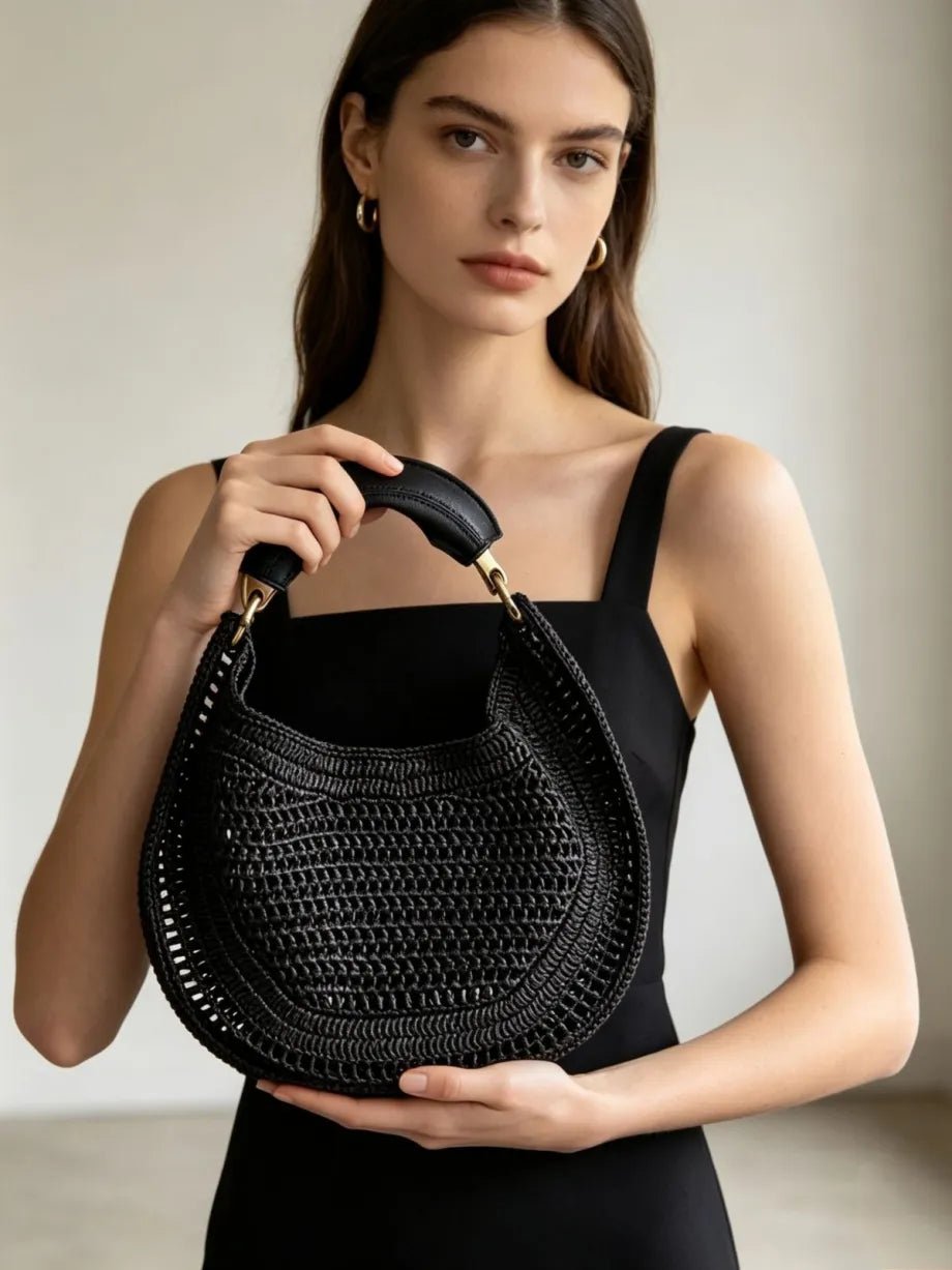 SOERA Amanda Crescent Woven Underarm Bag - Bag -  Black