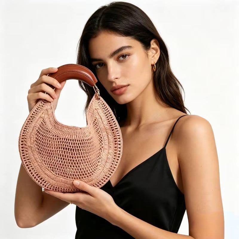 SOERA Amanda Crescent Woven Underarm Bag - Bag -  Pink