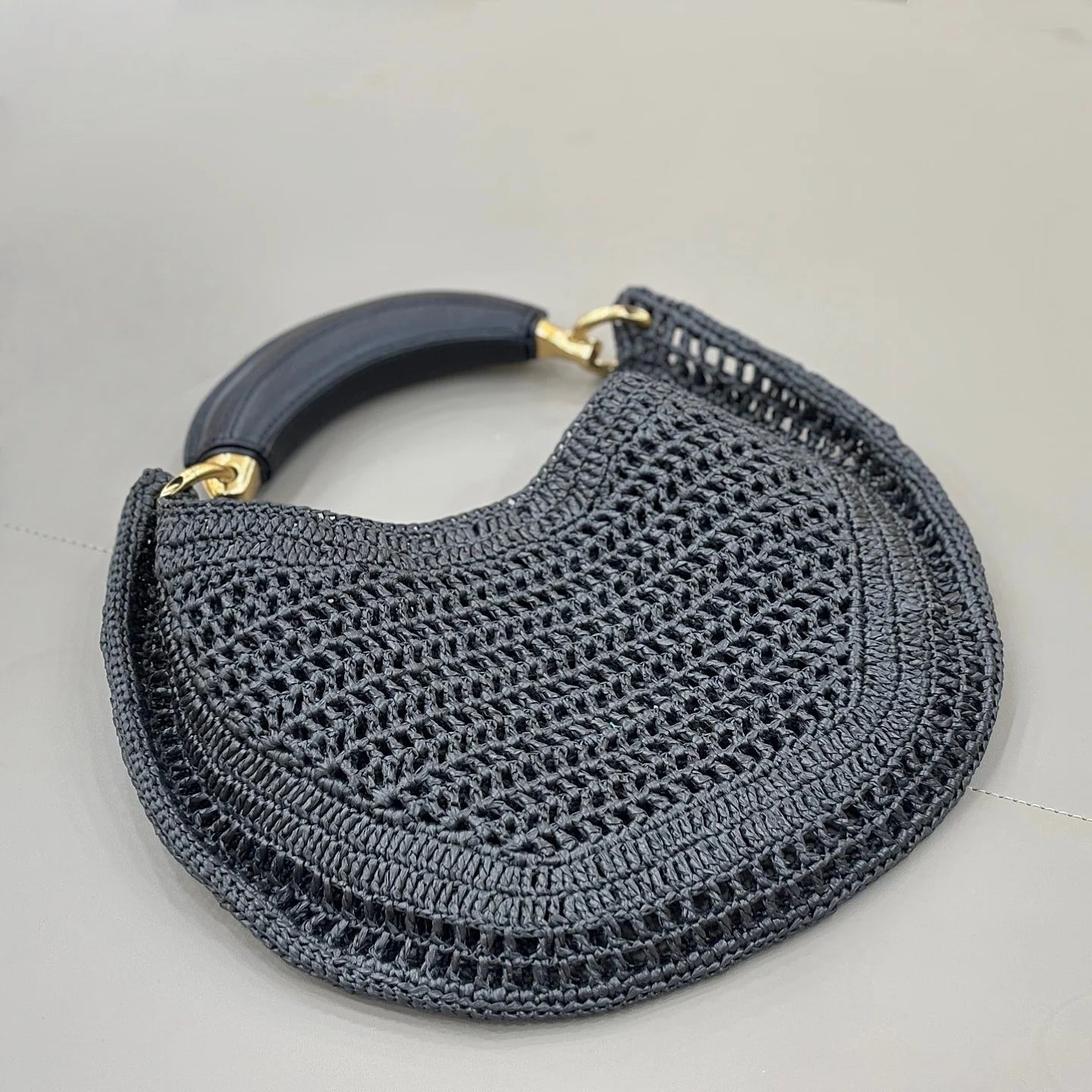 SOERA Bianca Crescent Woven Bag - Bag -  Black