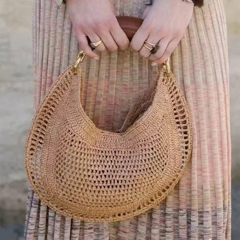 SOERA Bianca Crescent Woven Bag - Bag -  Pink