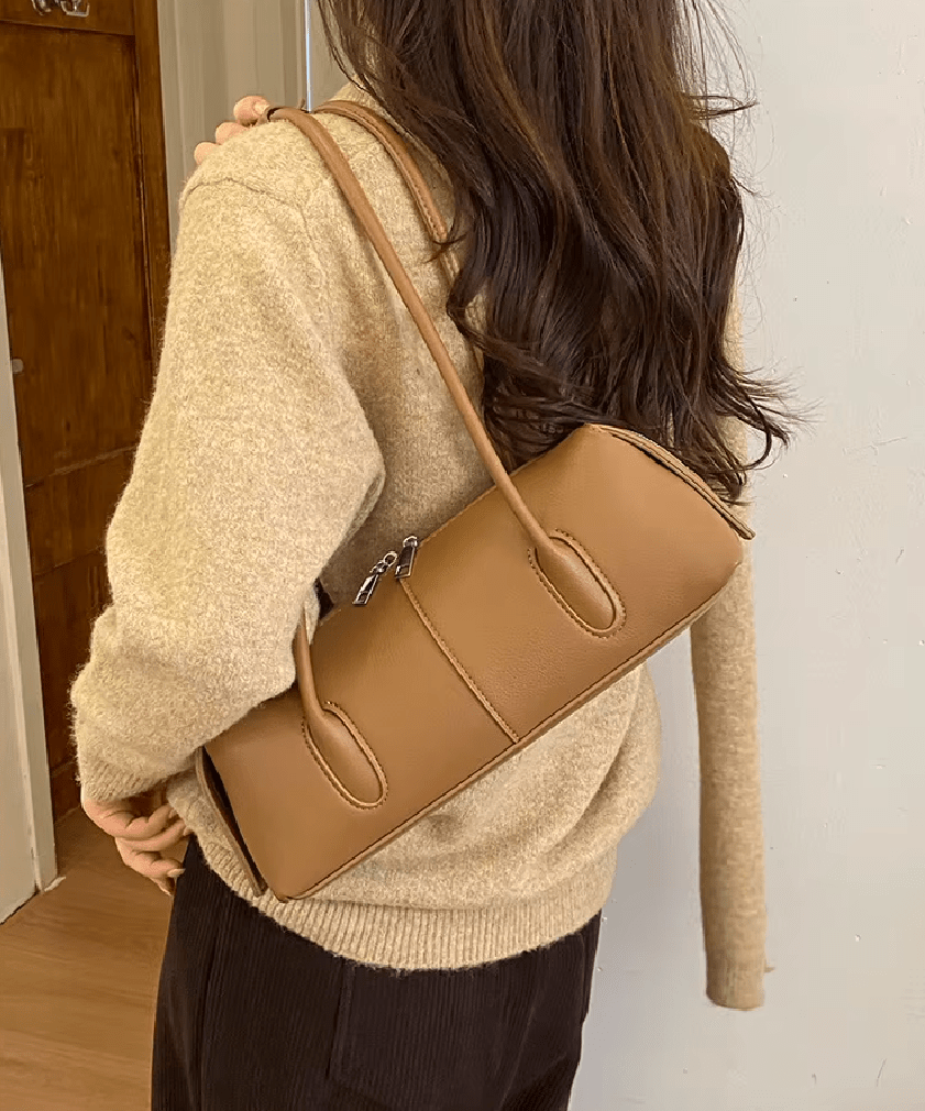 SOERA Julie Cylindrical Leather Shoulder Bag - Bag - SOERA-050115-BRO-OS-00931 Brown