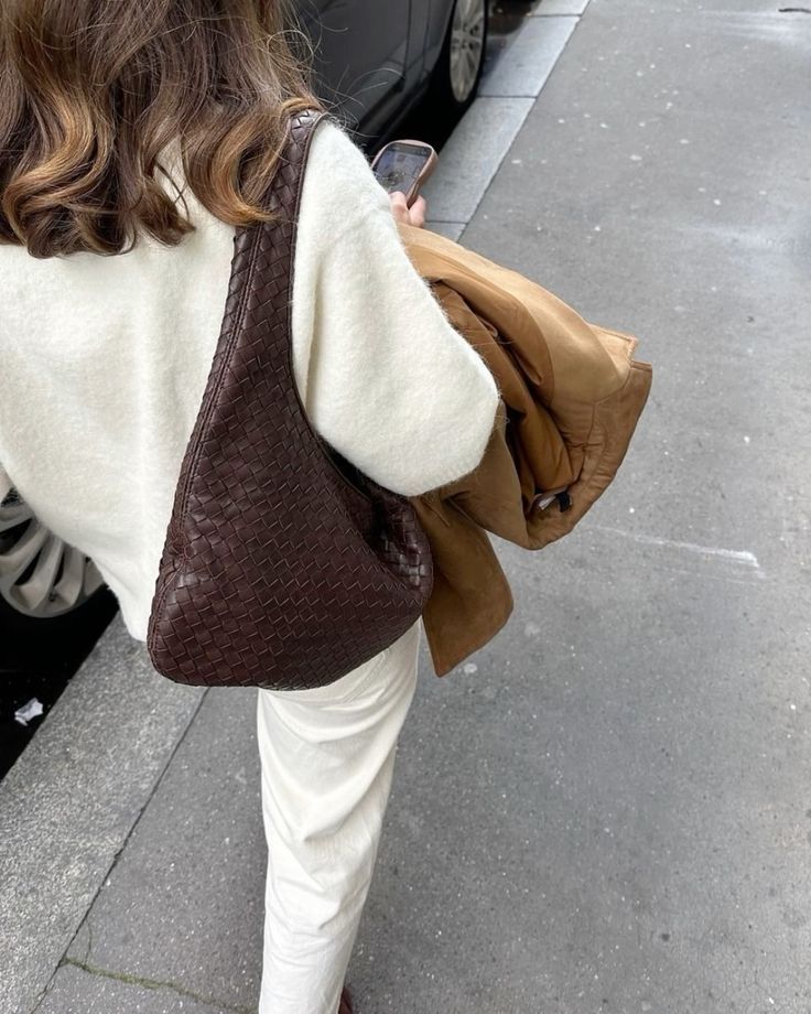 SOERA Linda Woven Faux Suede Tote Bag - Bag -  Dark Brown