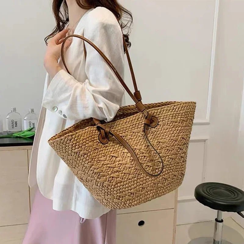SOERA Margot Woven Summer Tote - Bag -  Brown Large