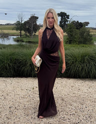 Beatrice Maxikleid mit Halterneck und Spitzen-Patchwork