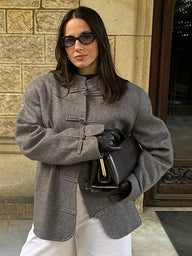 Gloria Double-Faced Jacke mit Knoten und Mandarin-Kragen