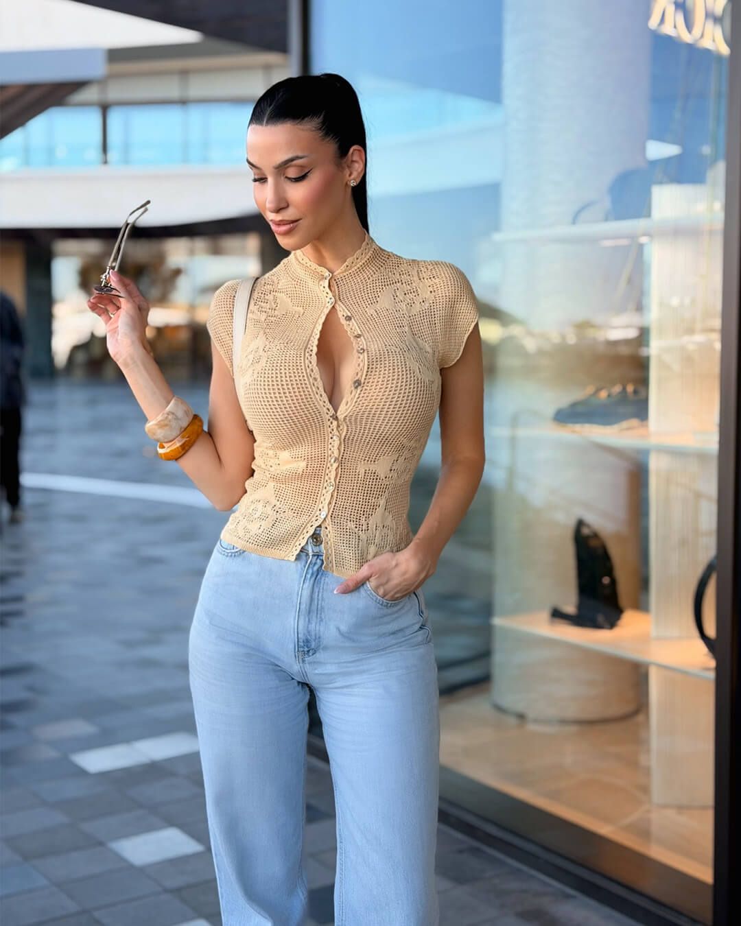 SOERA Anne Knitted Cardigan Top - Blouse - SOERA-114115-1-S-72259 Beige S