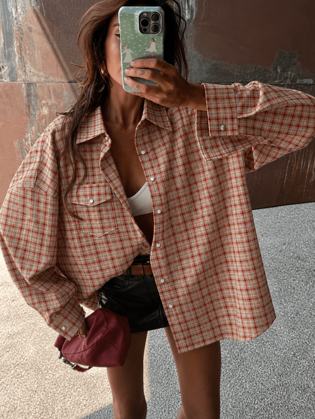 SOERA Carmen Oversized Plaid Shirt Blouse - Blouse - SOERA-266499-ORA-M-33571 Orange M