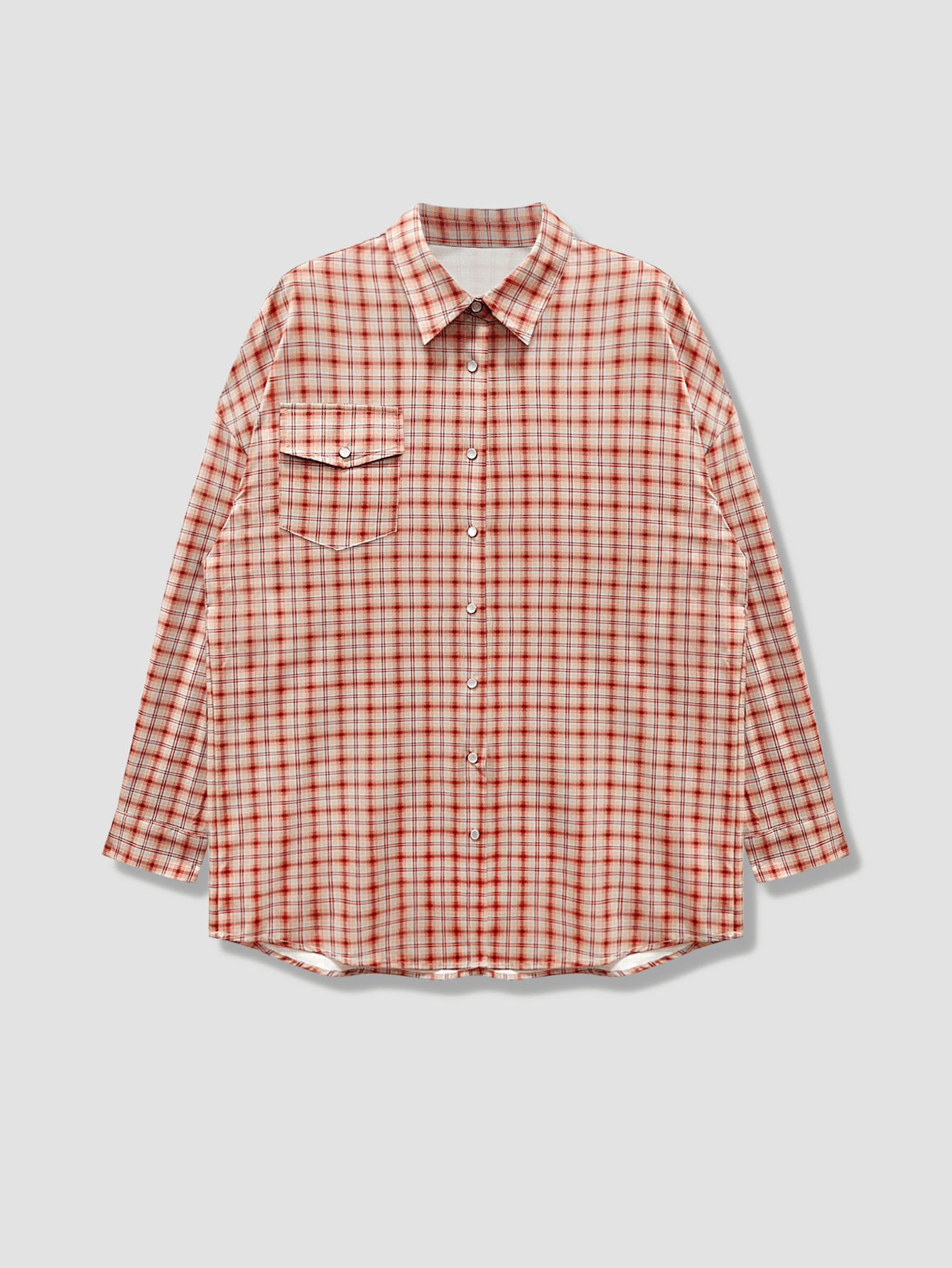SOERA Carmen Oversized Plaid Shirt Blouse - Blouse - SOERA-266499-ORA-M-33571 Orange M
