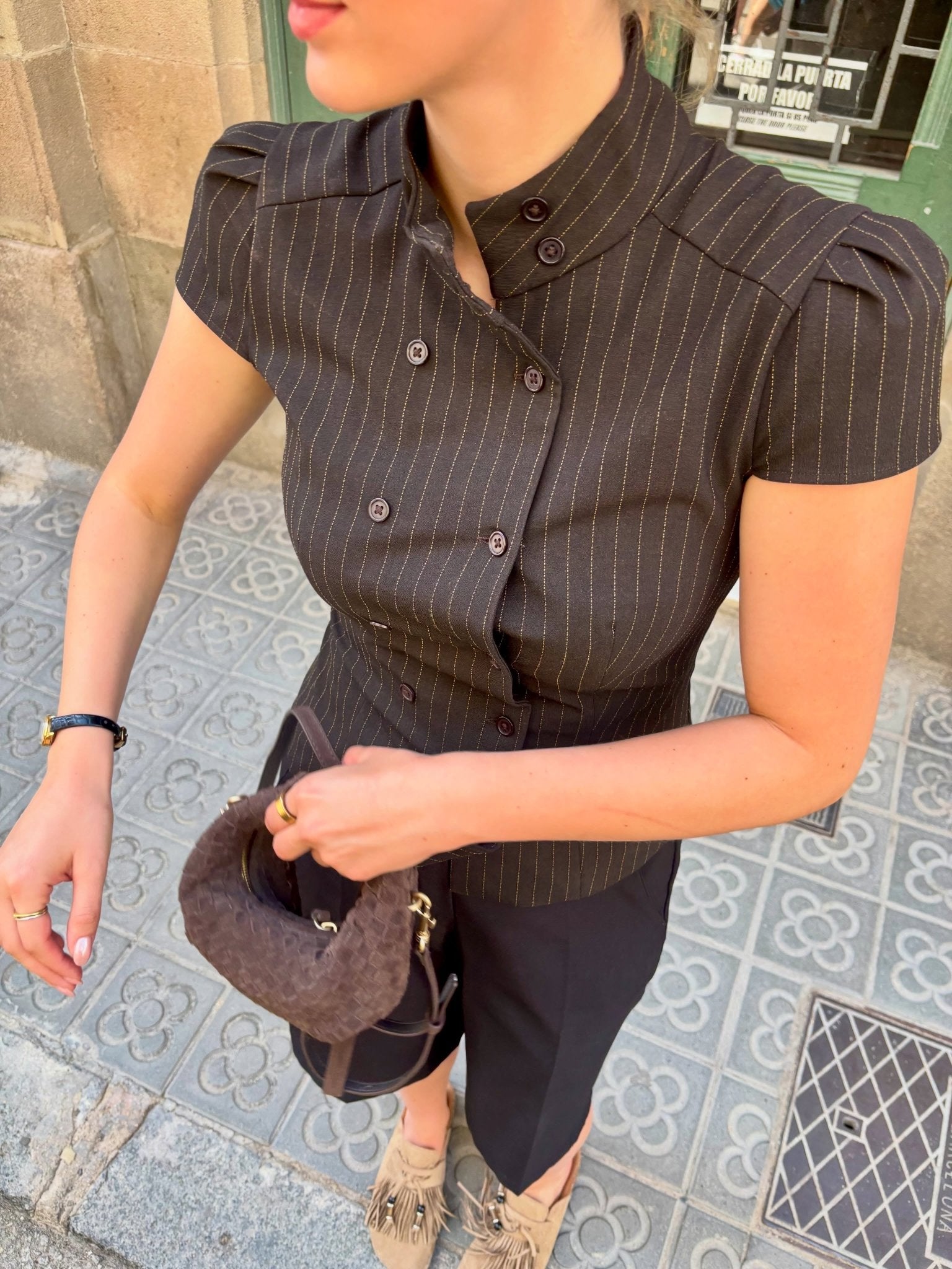 SOERA Claudia High Neck Fitted Plaid Blouse - Blouse - SOERA-213955-2-S-56291 Black S