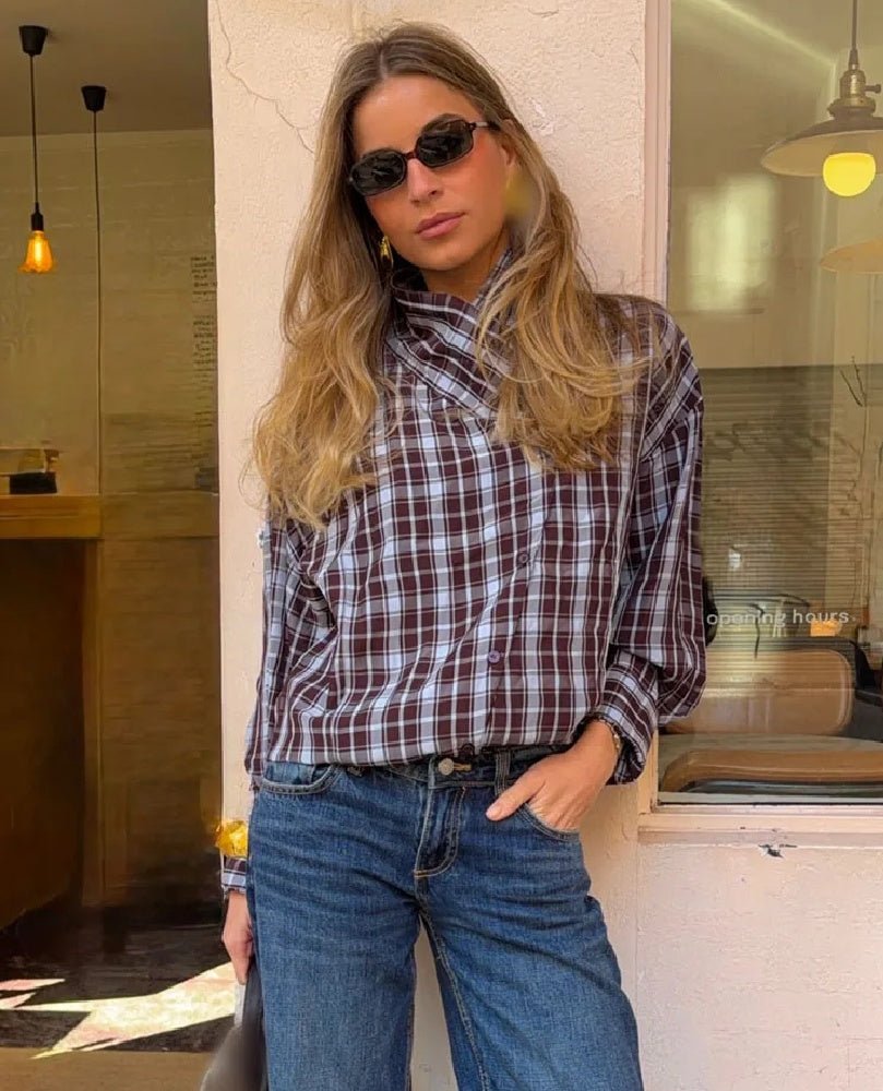 SOERA Rebecca Poplin Plaid Wrapped Shirt - Blouse - SOERA-334019-PLA-S-23235 S