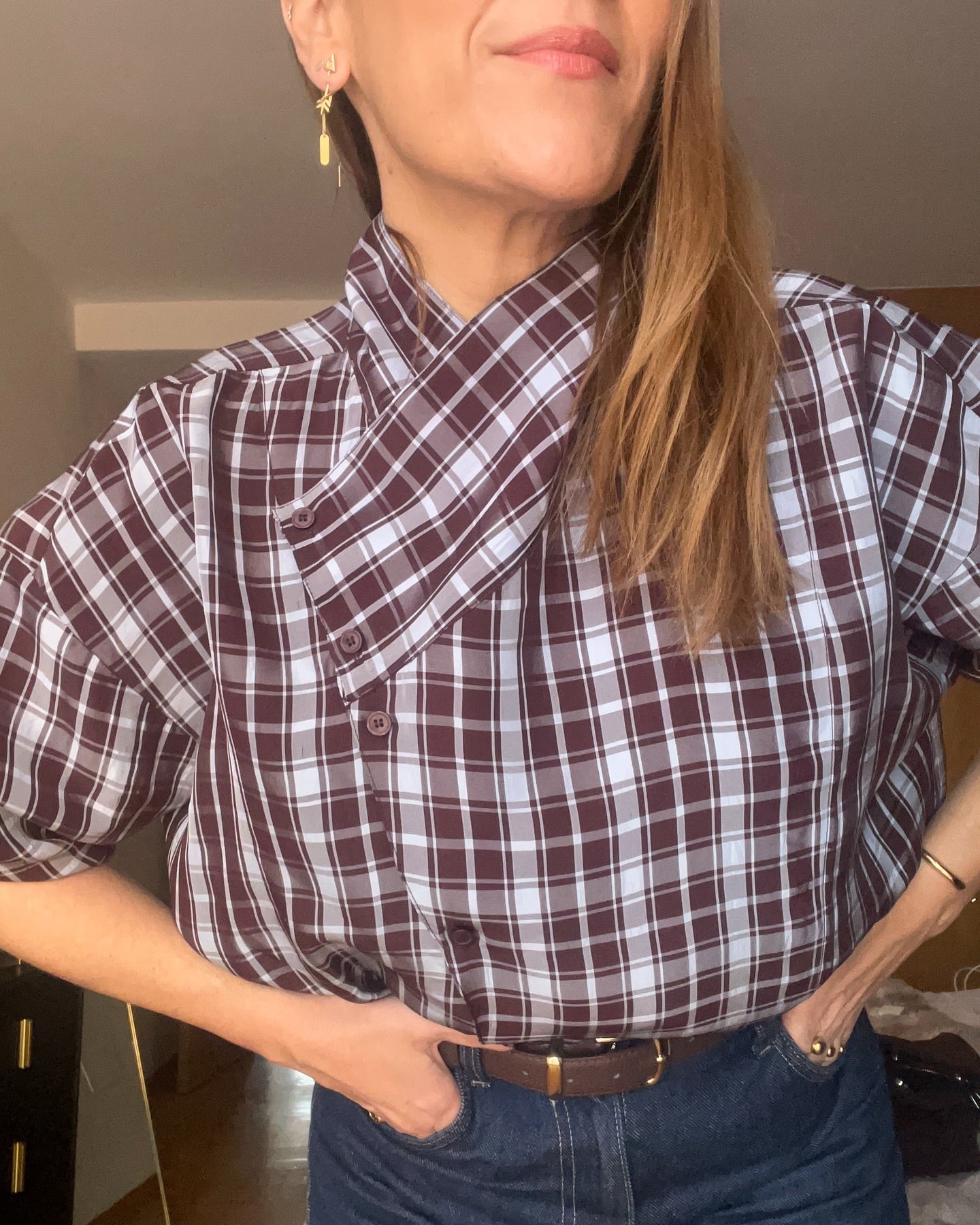 SOERA Rebecca Poplin Plaid Wrapped Shirt - Blouse - SOERA-334019-PLA-S-23235 S
