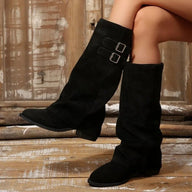 Isabel Retro-Schnallen Stiefel knielang