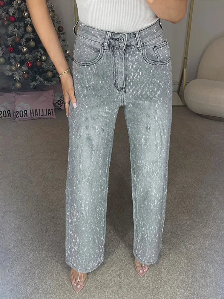 SOERA Eliana Wide Leg Denim Pants with Rhinestones - Bottoms - 1005009658512607-;mv1768904312488308632 Light blue S