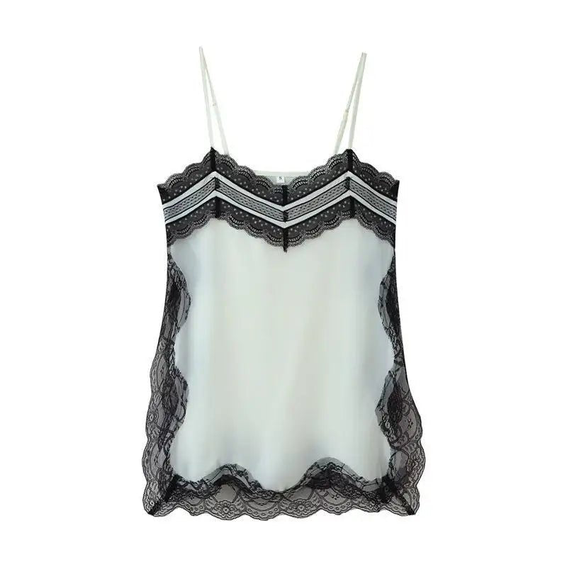 SOERA Diane Lace Trim Cami Top - Camisoles - 1005009863619338-;wD1775118759300046180 White Black S