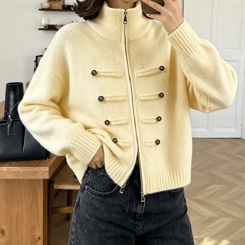 SOERA Amelie Turtleneck Zip Knit Cardigan - Cardigan - SOERA-944963-YEL-O-15811 Yellow One Size