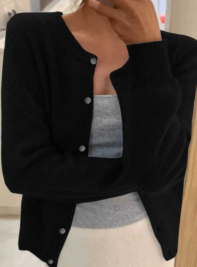 SOERA Emilia Button Front Knit Cardigan - Cardigan - SOERA-471939-BLA-M-08387 Black M