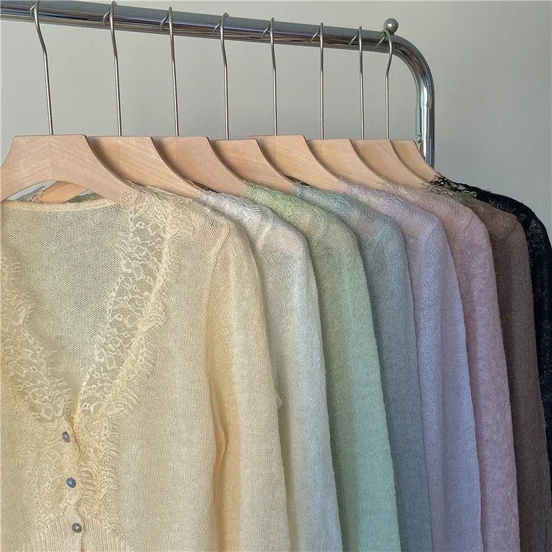 SOERA Aurelie Knitted Lace Cardigan - Cardigans - 1005007717662399-;mE1764877298329149228 Blue One Size