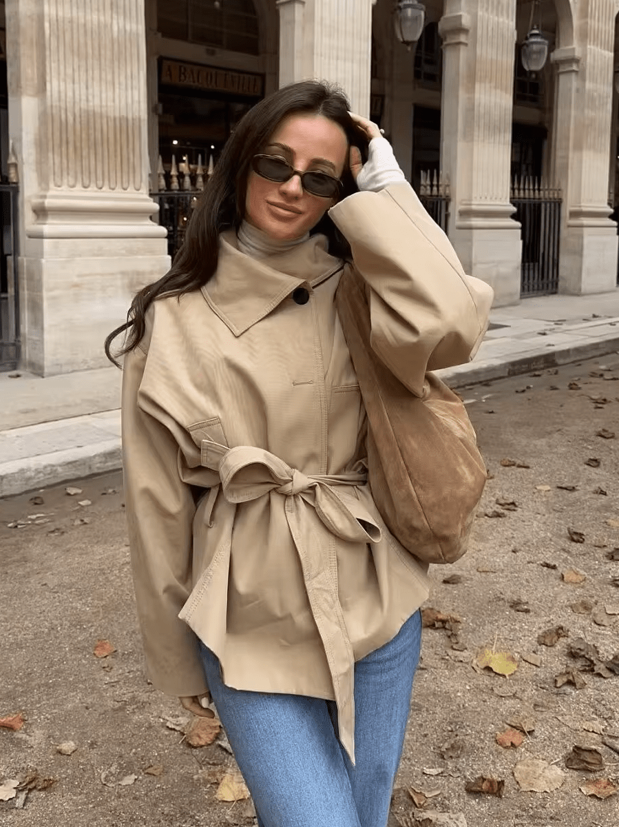 SOERA Julie Asymmetric Belted Trench Coat - Coat - SOERA-432003-KHA-M-37667 Beige M