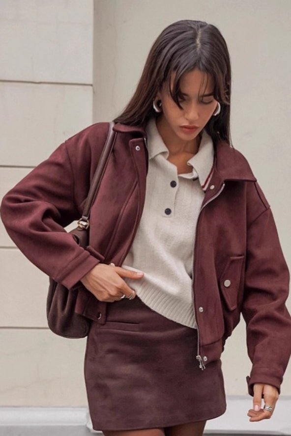 SOERA Linda Relaxed Suede Coat - Coat - SOERA-492035-BRO-S-07459 Brown S