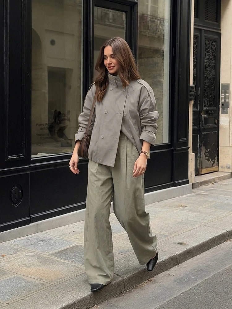 SOERA Linda Utility Cropped Trench Coat - Coat - SOERA-438147-GRE-S-18499 Grey S