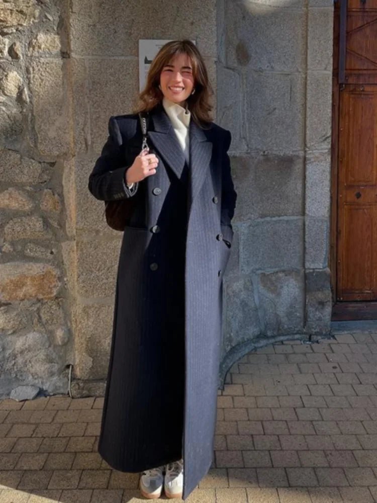 SOERA Monica Double Breasted Wool Coat - Coat - SOERA-553347-NAV-L-56131 Navy Blue L