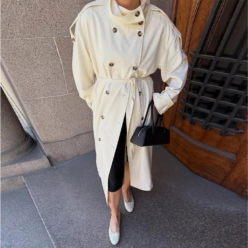SOERA Sarah High Neck Belted Trench Coat - Coat - SOERA-753027-IMA-L-77667 Cream L