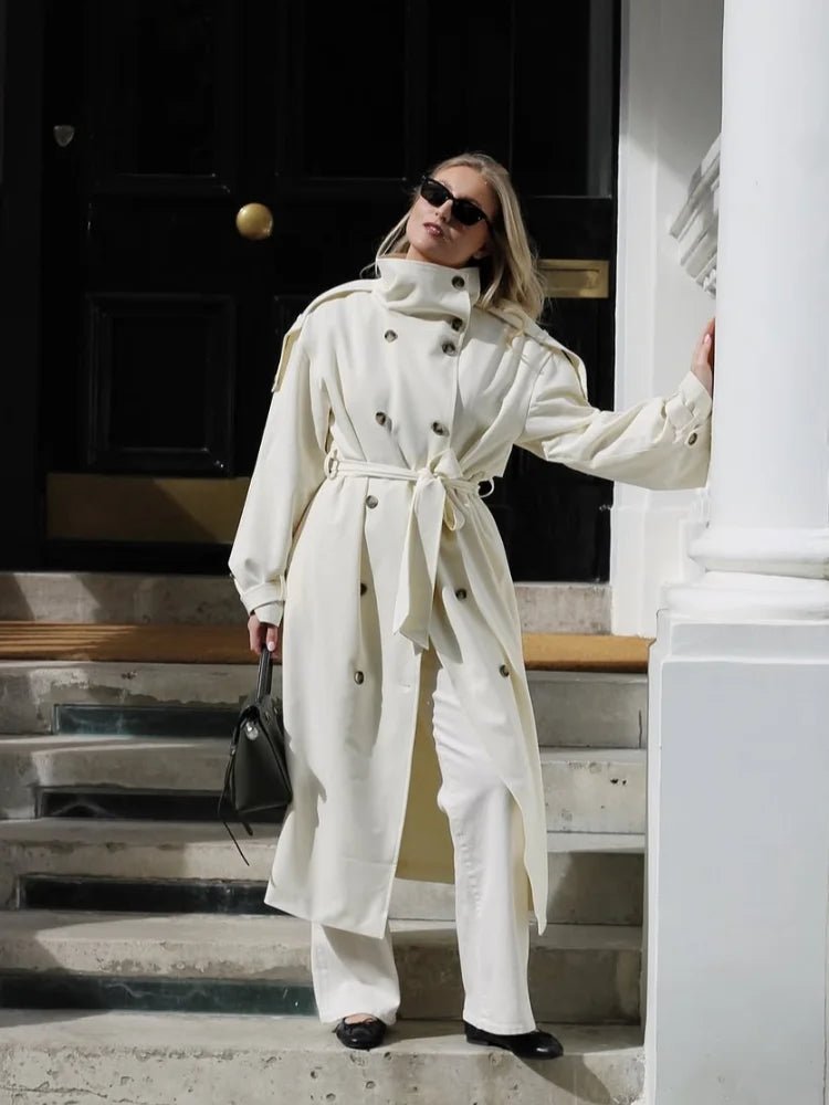 SOERA Sarah High Neck Belted Trench Coat - Coat - SOERA-753027-IMA-S-12131 Cream S