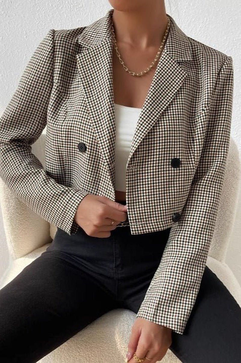 SOERA Amelia Houndstooth Cropped Blazer - Coats & Jackets - SOERA-208131-DEF-S-11779 S