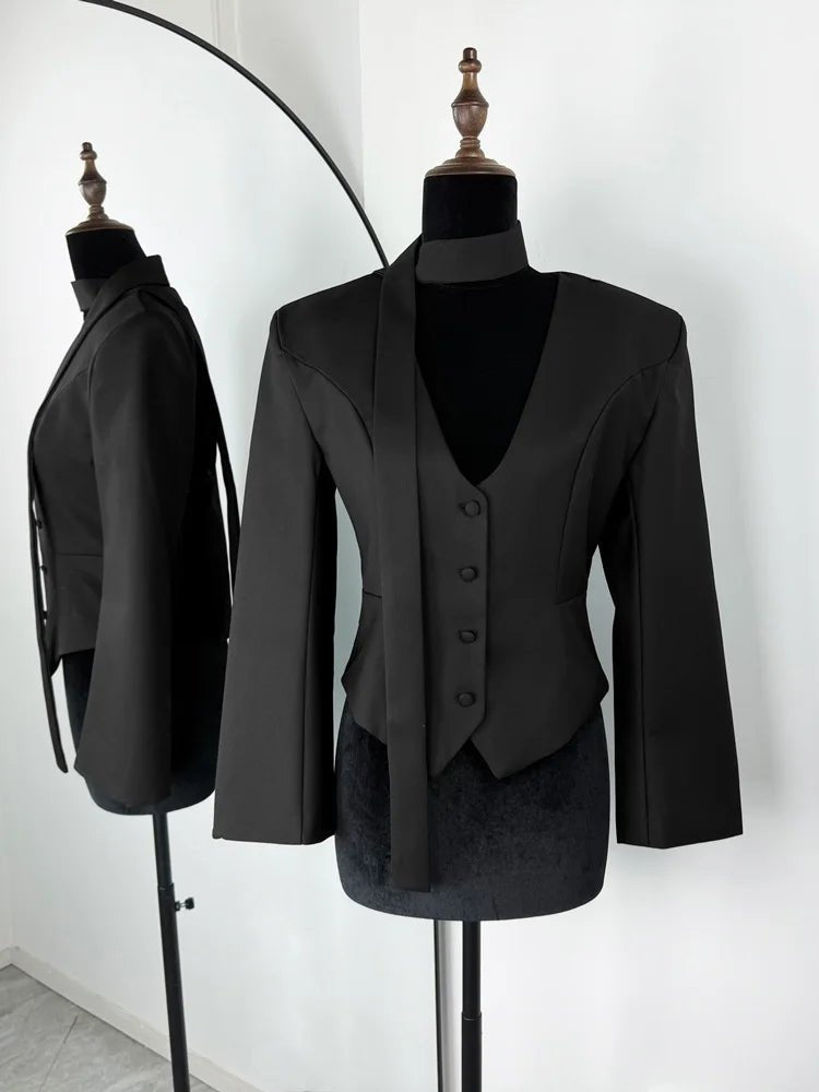 SOERA Angie Lace Up Blazer - Coats & Jackets - 1005010034759358-;eN1775118415754668790 Blue S