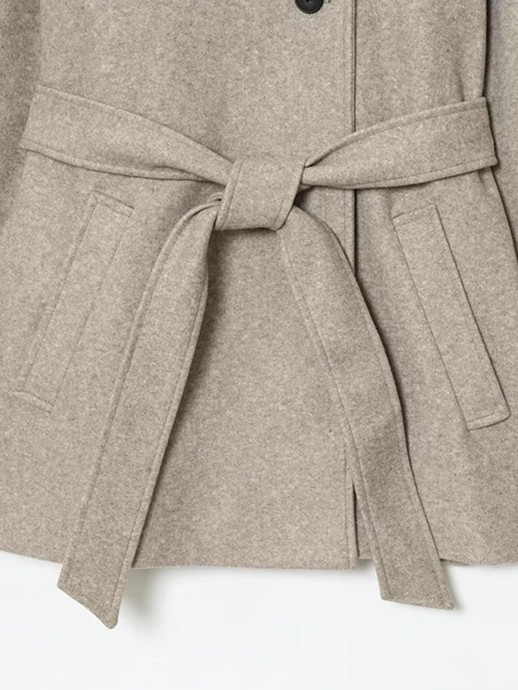 SOERA Felly Faux Wool Coat with Belt - Coats & Jackets - 3256809964317372-;nX1763625122225766537 Beige M