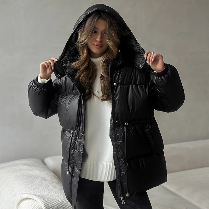 SOERA Lorie Drawstring Hooded Puffer Coat - Coats & Jackets - 1005010026834237-;Cy1761217546552801178 Brown L