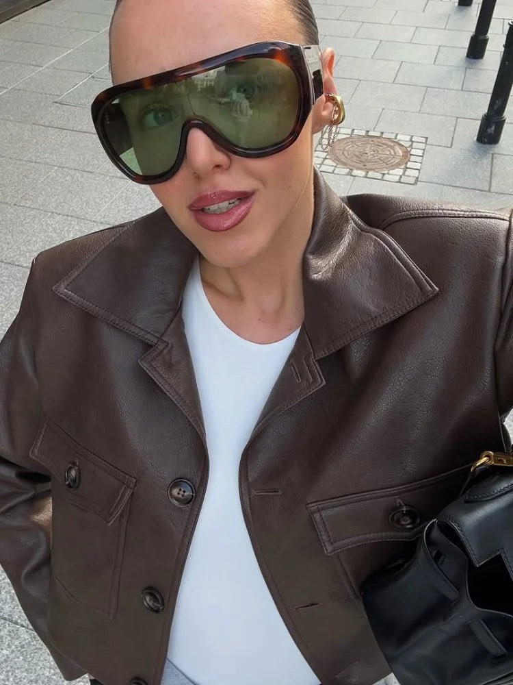SOERA Rachelle Cropped Faux Leather Jacket - Coats & Jackets - 1005009685631106-;XH1776154514201392424 S