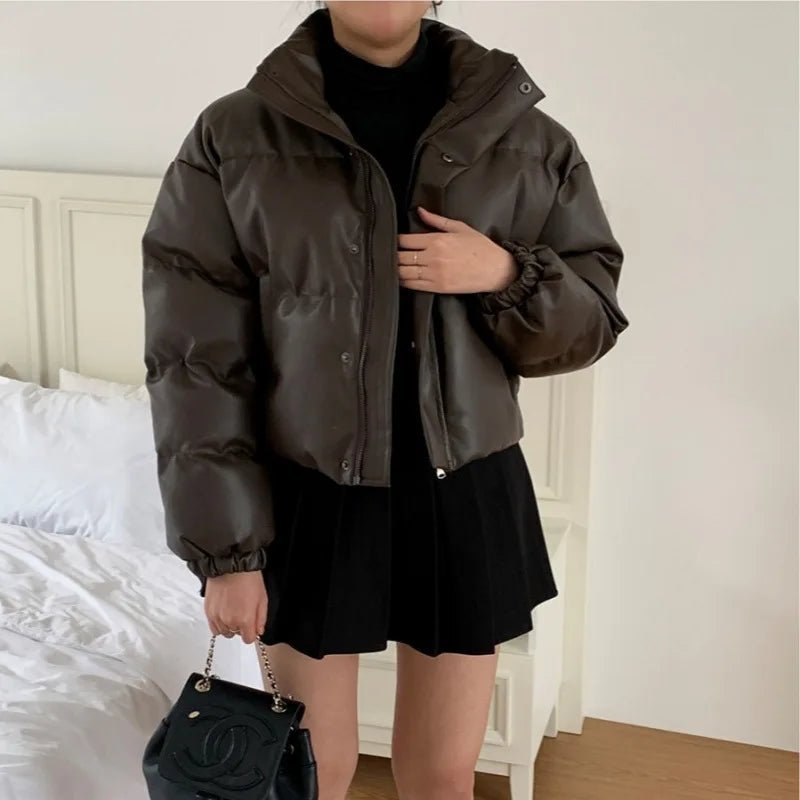 SOERA Samantha Faux Leather Puffer Jacket - Coats & Jackets - 3256810074386408-;yH1763625122237475000 White S