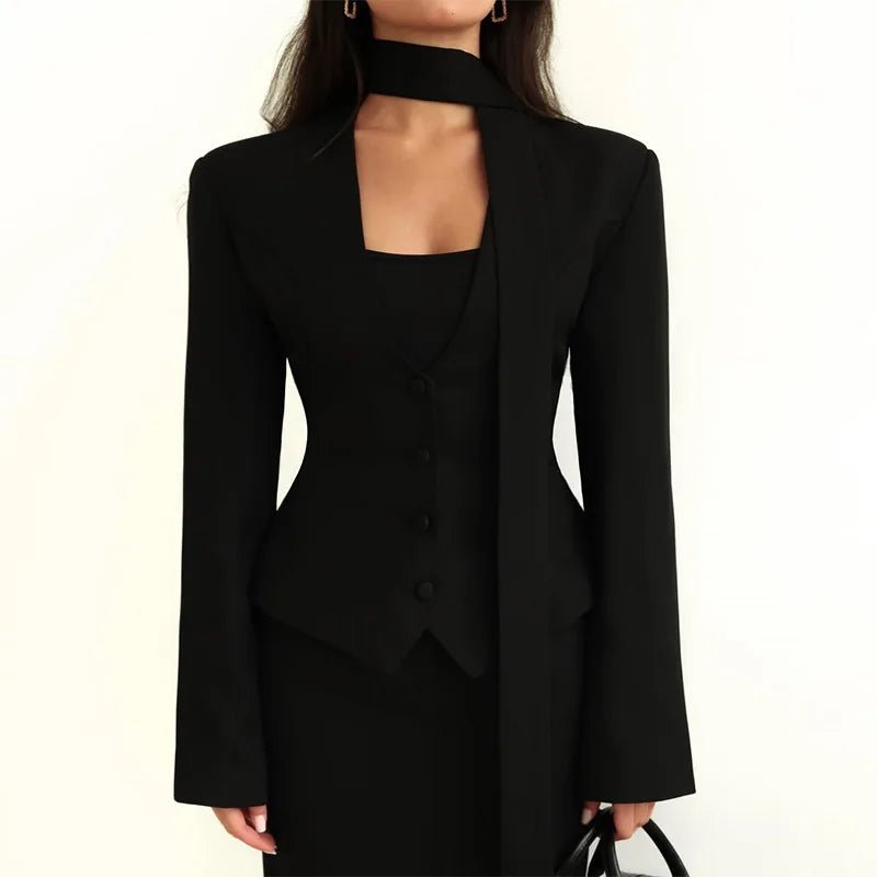 SOERA Scarlett Scarf Blazer Coat - Coats & Jackets - 1005010322628529-;oc1774012026628244912 Gray S