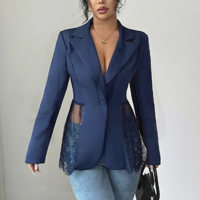 SOERA Taylor Lace Panel Tailored Blazer - Coats & Jackets - 1005012034685741-;TB1776154514001988897 Black S