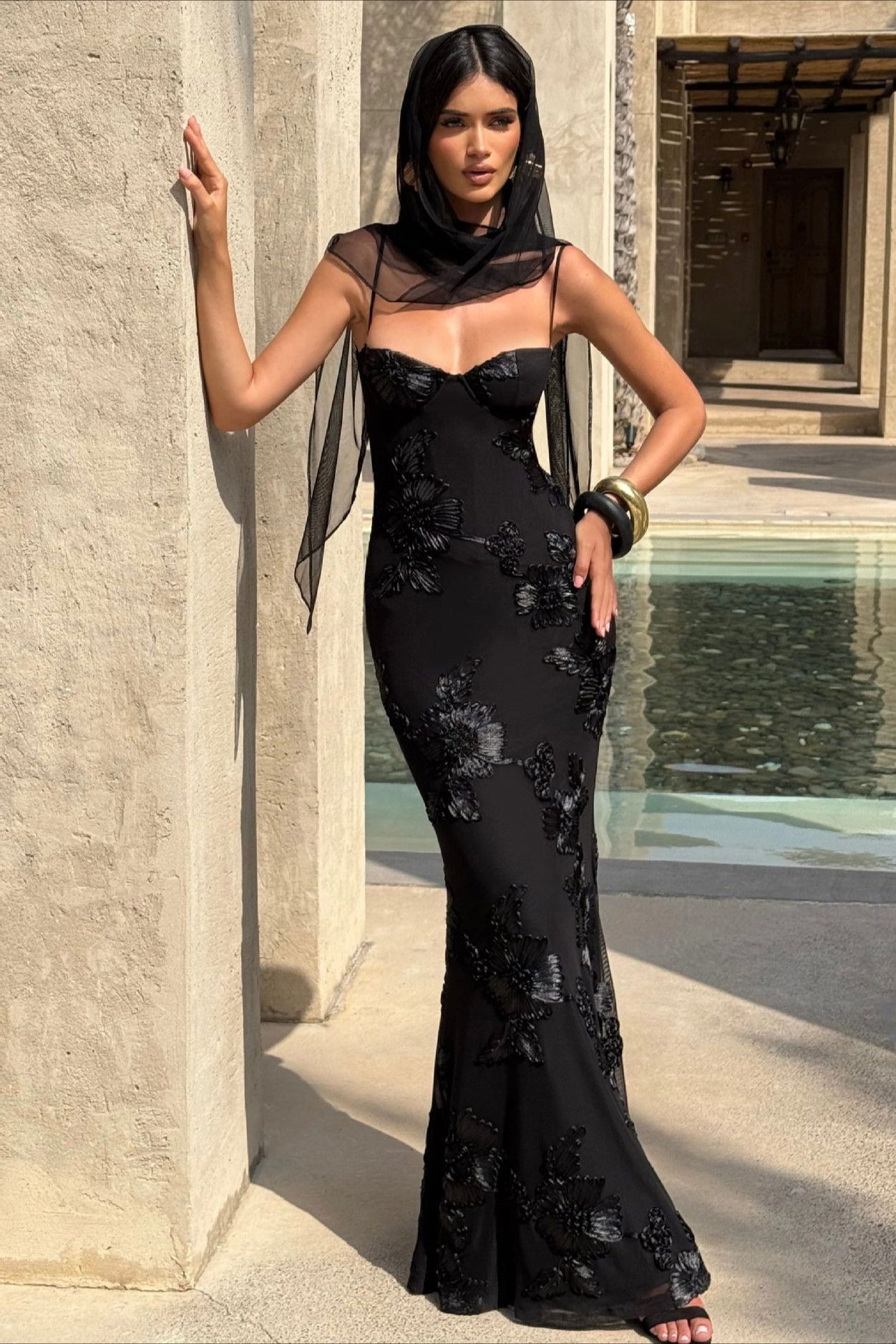 SOERA Beatrice Applique Tie - Back Prom Dress - Dress -  Black XS