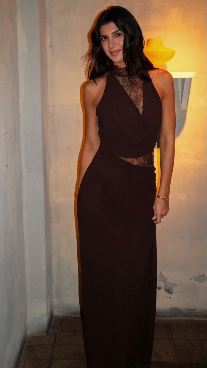 SOERA Beatrice Halter Lace Patchwork Maxi Dress - Dress -  M