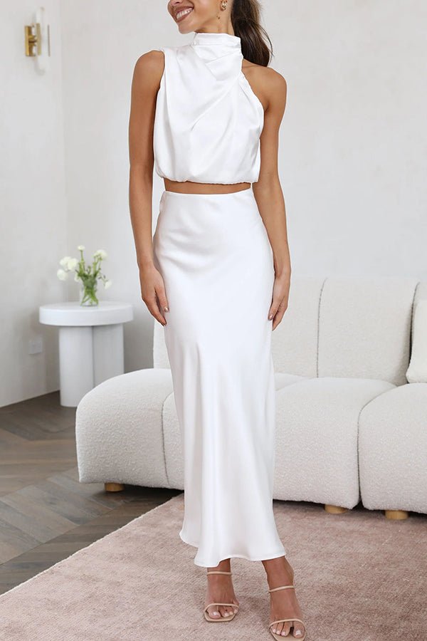 Beatrice zweiteiliges Satin-Set für Hochzeitsgäste