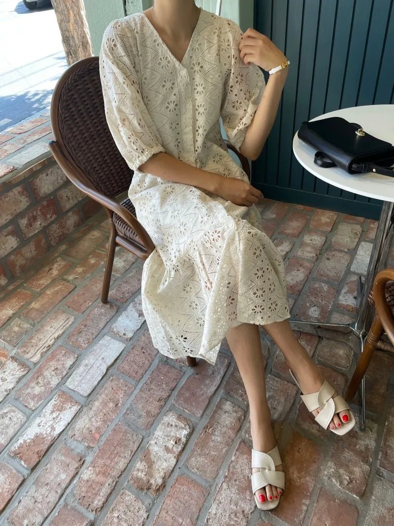 SOERA Beatrice V - Neck Embroidered Maxi Dress - Dress -  M