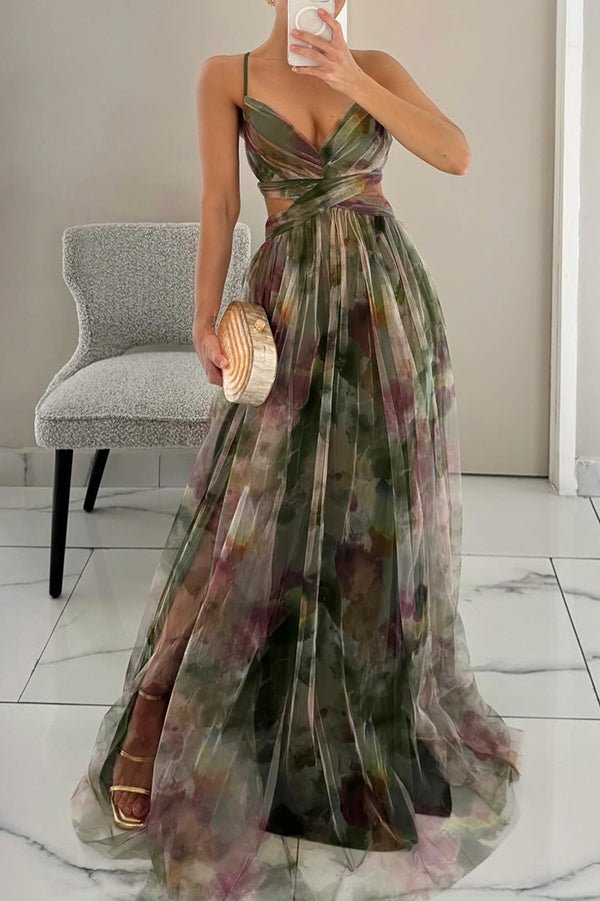 SOERA Bianca Floral V - Neck Maxi Dress - Dress -  Green S