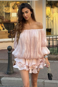 Bianca Off-Shoulder Rüschen Stufen-Minikleid