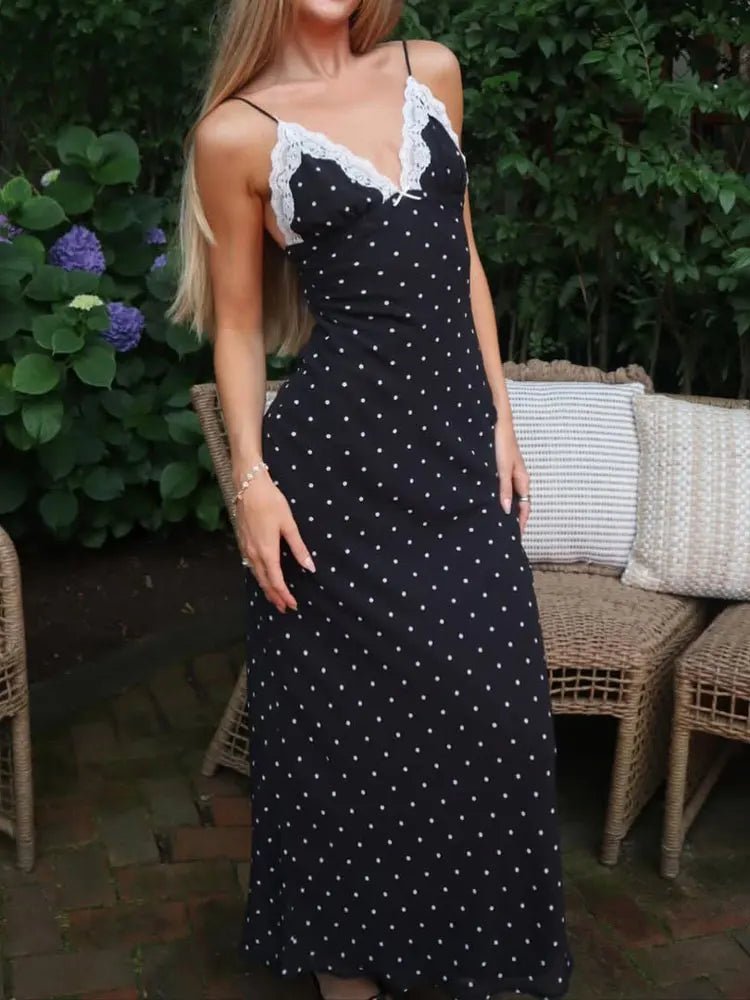 SOERA Celeste Lace Trim Polka Dot Dress - Dress -  Black M