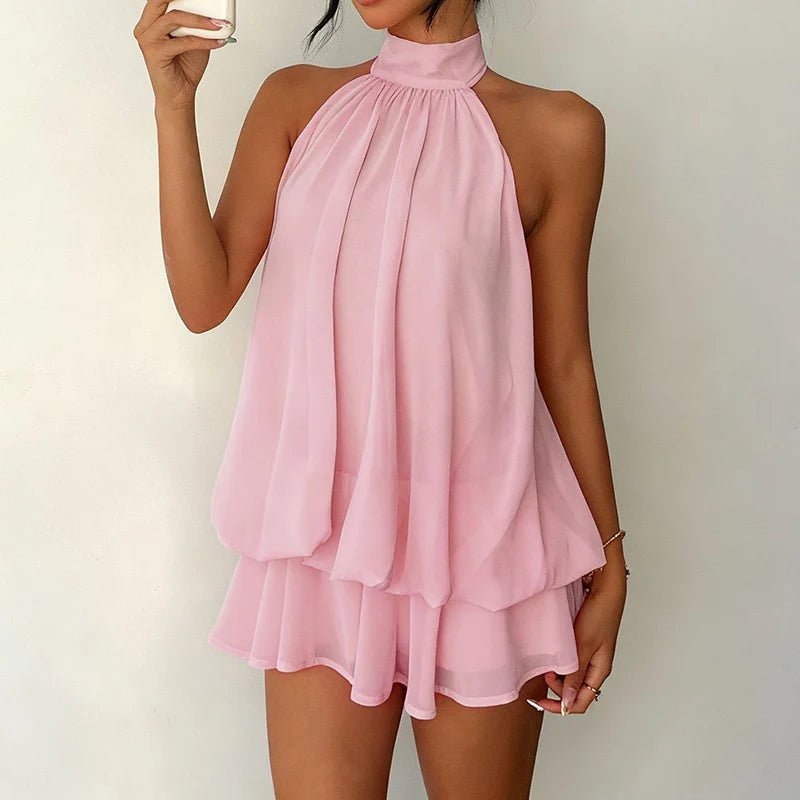 SOERA Eden Halter Backless Mini Dress - Dress -  Pink S