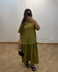 Celeste plissiertes Patchwork-Midikleid