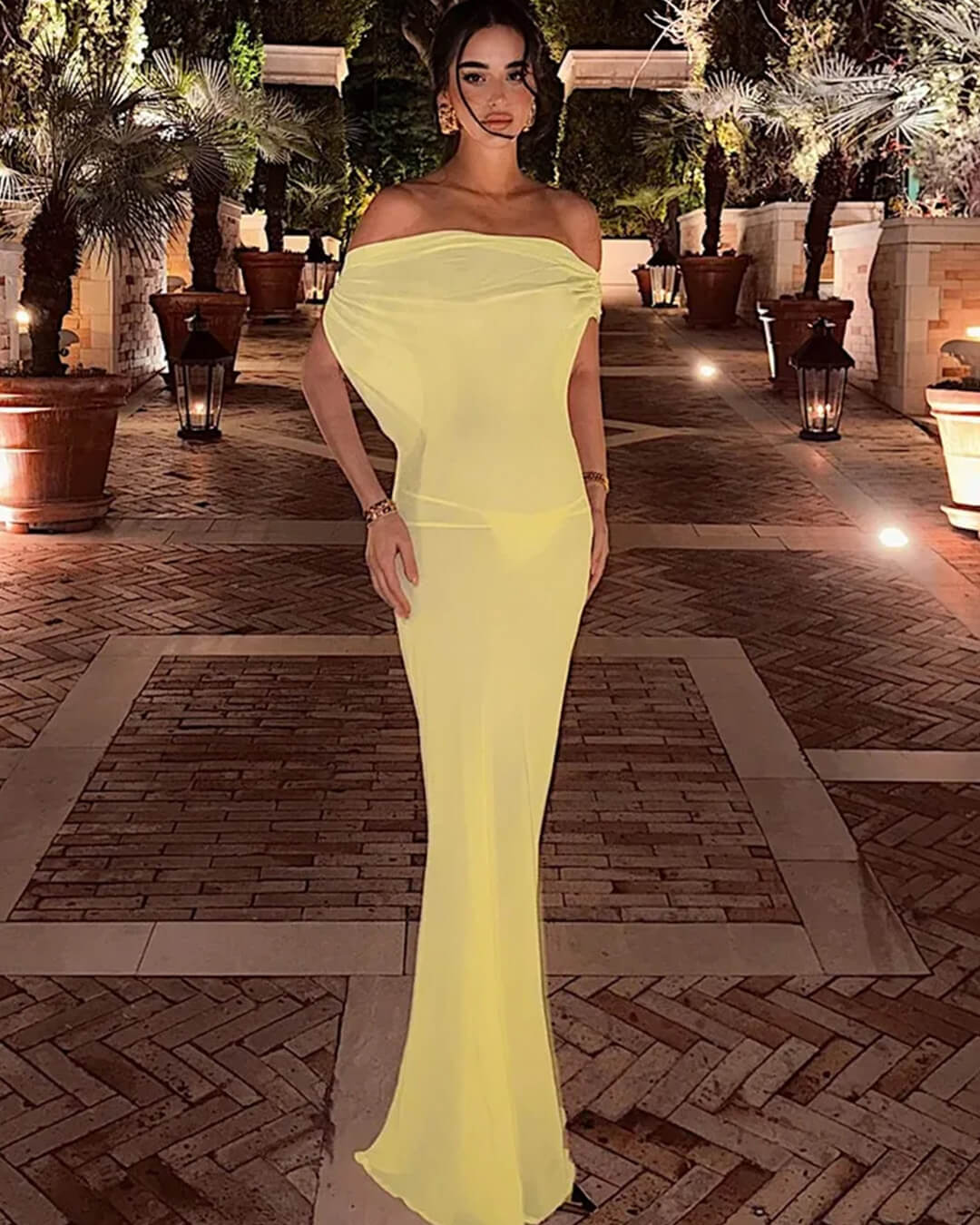 SOERA Iris Backless Mesh Maxi Dress - Dress - SOERA-615875-YEL-M-27971 Yellow M